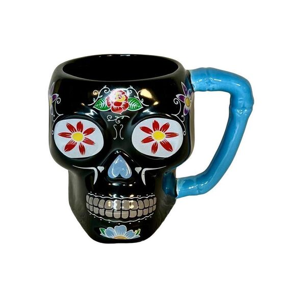 Day Of The Dead Calavera Figural Mug Sugar Skulls 17oz Coffee Mug New - Picture 2 of 8